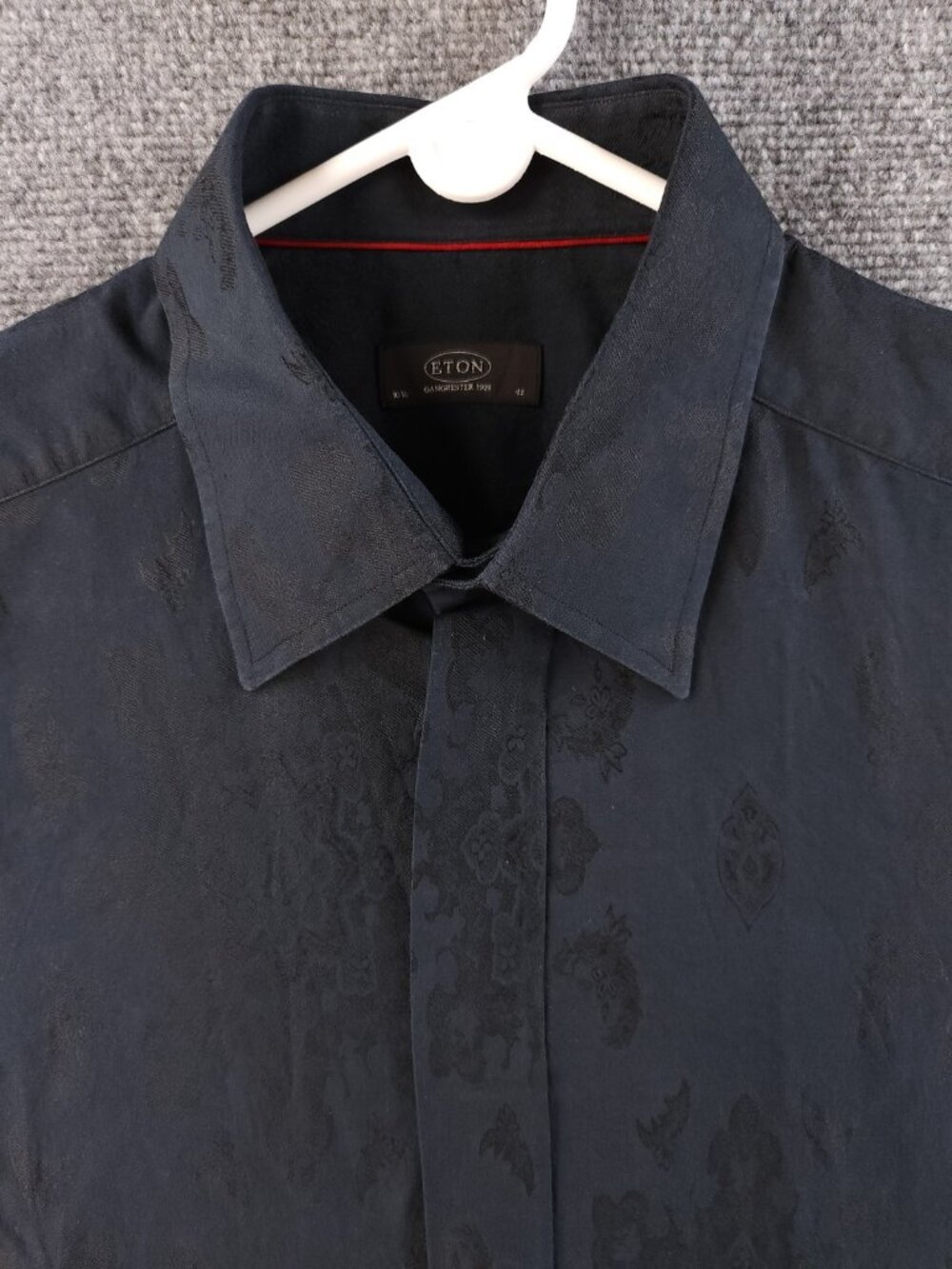 Eton 16.5 Cotton Polyester Nylon Paisley Blue Black Long Sleeve French Cuff Men